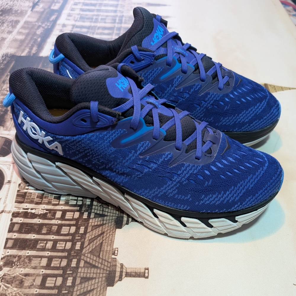 Hoka One One Gaviota 4 #1123198 BBGP Blue- white Trail Running Shoes Men Size 9